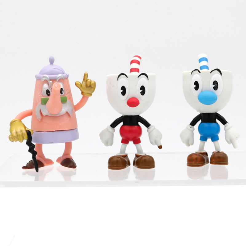 Ready Stock !!! New 6pcs Cuphead Mini Figure 3.6-4 Inch Doll Game Peripheral Hand-Made Cake Decoration Ornaments 6PCS