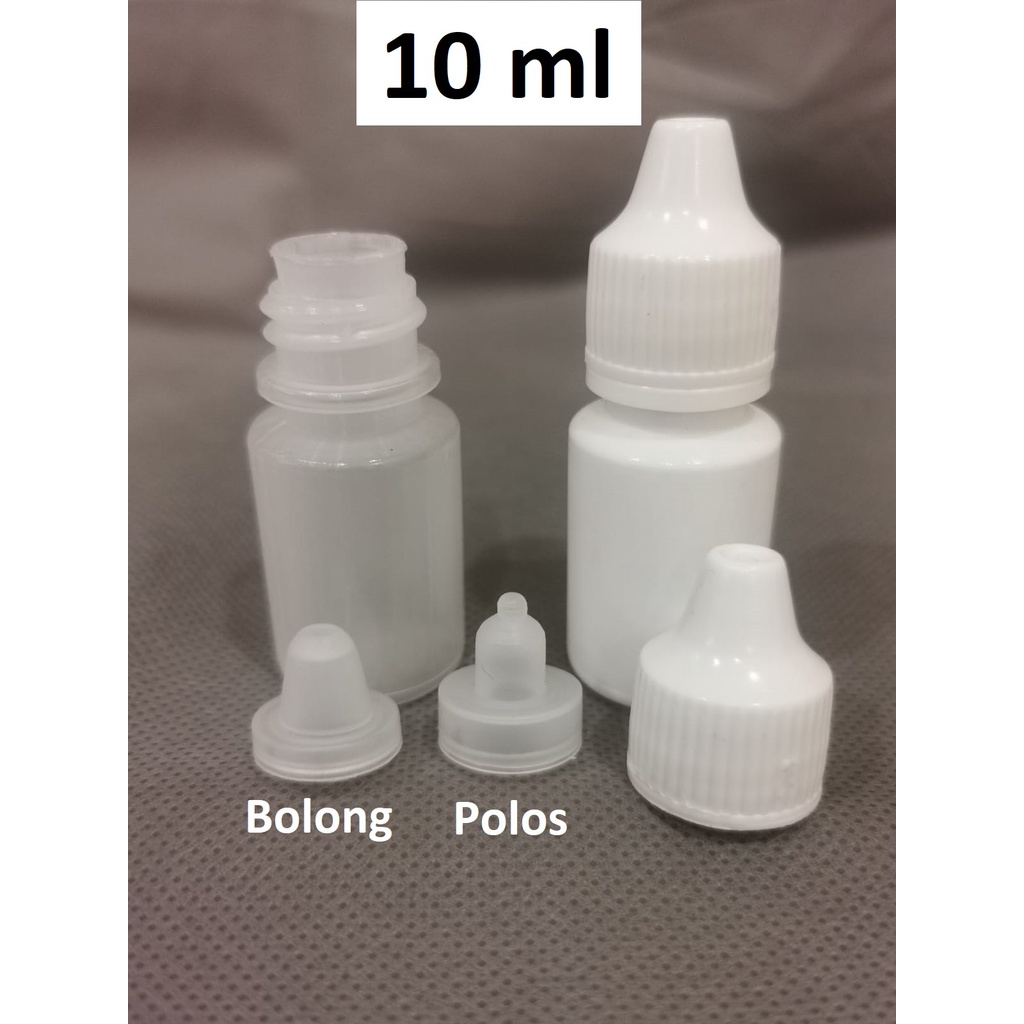 Botol Tetes mata 10 10ml PUTIH Natural LD LDPE HD HDPE Non segel Polos Bolong esen essen Chubby Gorilla