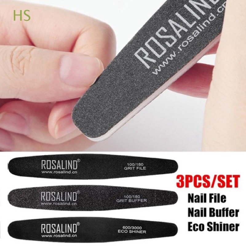 Nail Buffer ROSALIND ISI 3PCS / Nail File / Buffer Sanding 100/180 / Alat Kikir Kuku / Kikiran Kuku