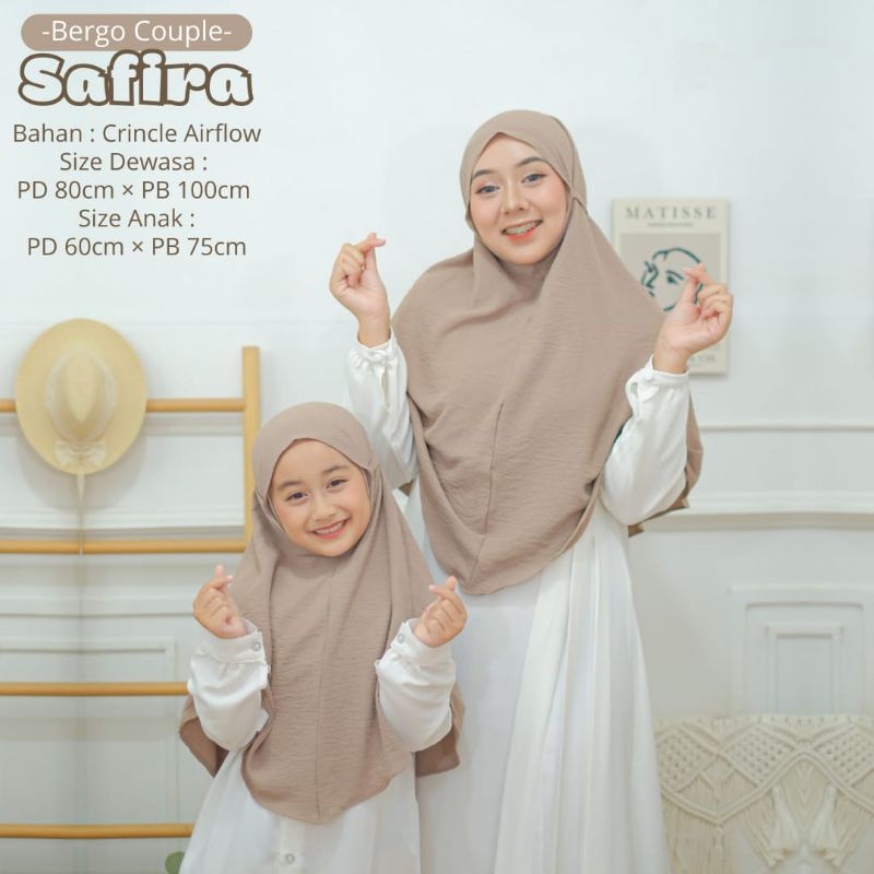 BeautyOne - Hijab Bergo Tali Safira Jumbo Jilbab Bergo Tali Ibu &amp; Anak Bahan Katun Crincle Airflow Nyaman Dipakai | Bisa Cod