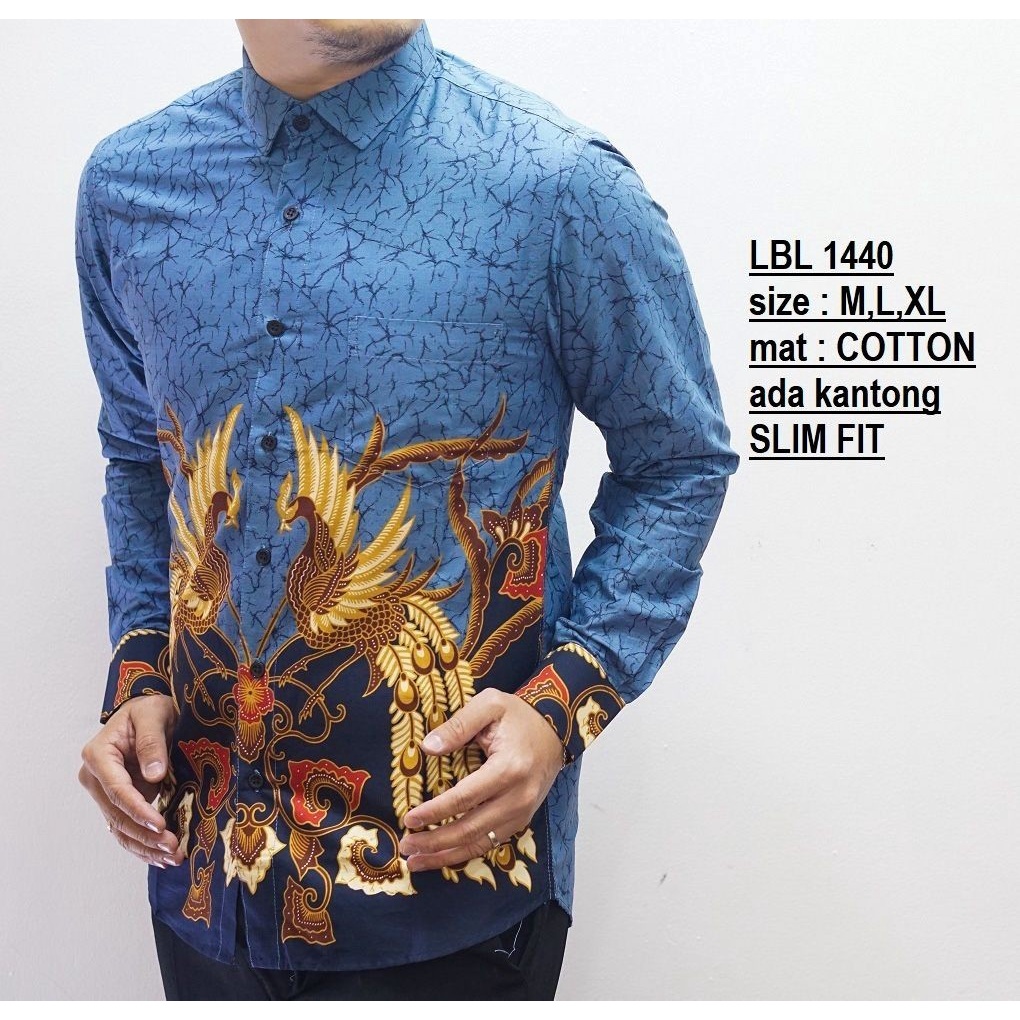 KEMEJA BATIK PRIA SLIM FIT LENGAN PANJANG BAJU BATIK PRIA SOLO KATUN HALUS PREMIUM LBL724