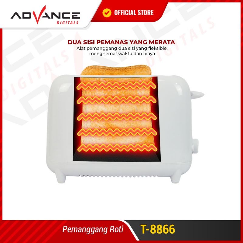 Pemanggang roti 2 slice toaster advance t 8866 t8866