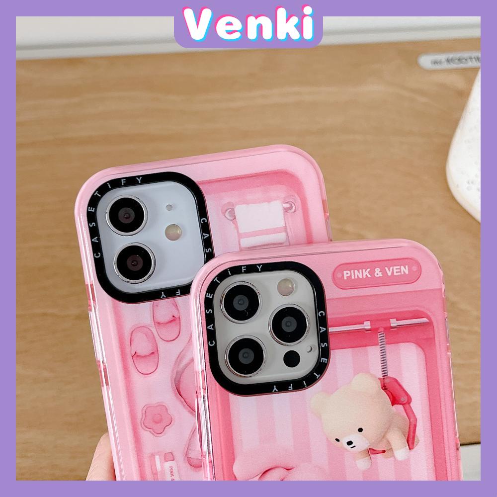 iPhone Case Thick Silicone Soft Case Clear Case Shockproof Camera Protection Pink Bear Cartoon Cute Compatible For iPhone 11 iPhone 13 Pro Max iPhone 12 Pro Max iPhone 7 Plus xr