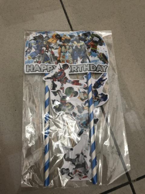 Hiasan Kue Cake Topper Birthday C1 Tobot Isi 7