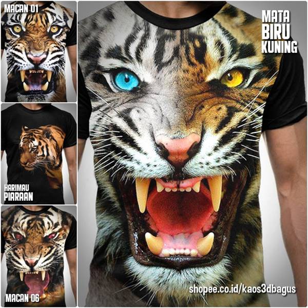  Kaos  Gambar  Harimau 3d