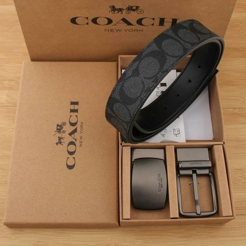 COACHH MEN BELT IKAT PINGGANG SABUK GIFTSET FREE BOX PAPERBAG PREMIUM QUALITY