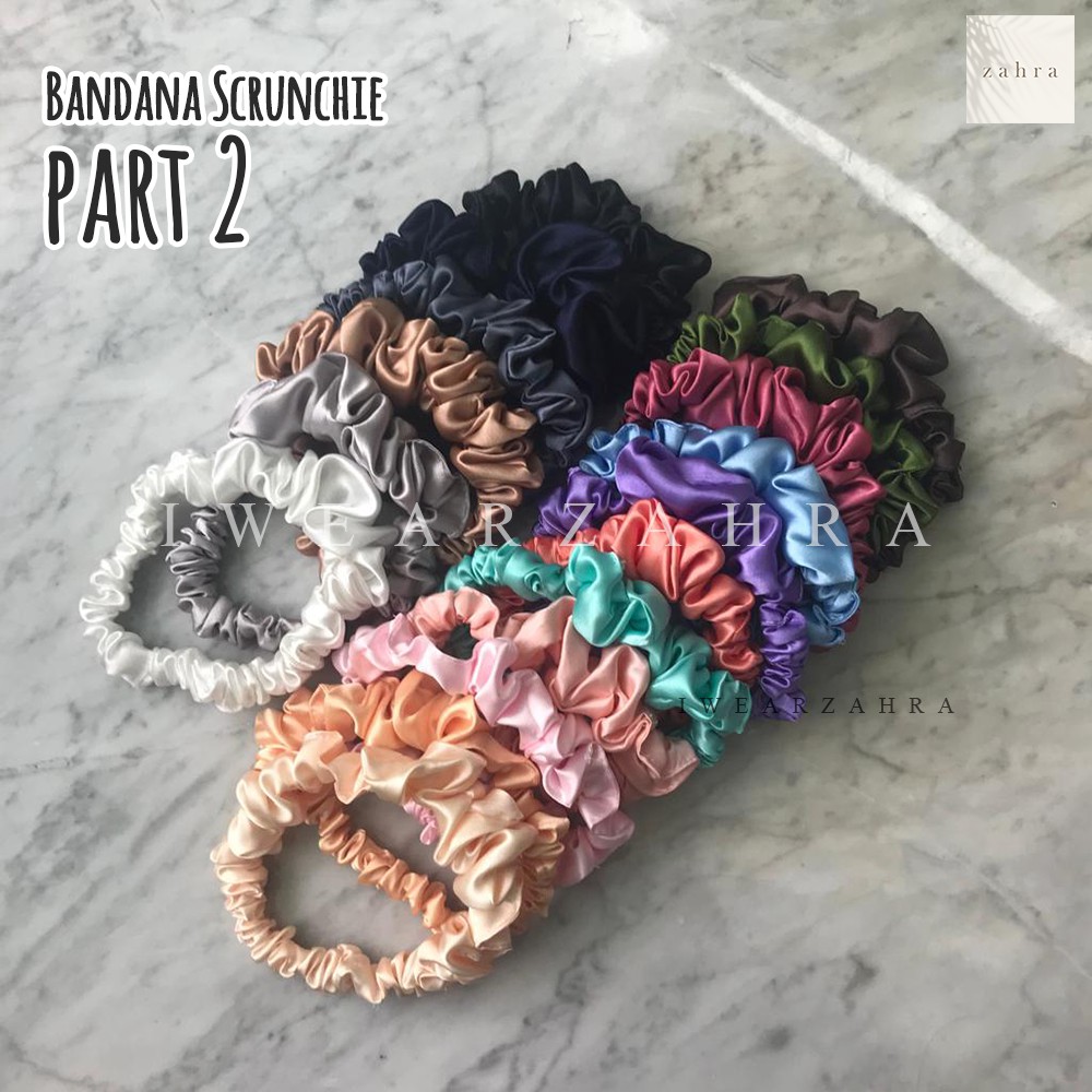 BANDANA SCRUNCHIE [PART 2] - bando korea puff headband ruffle kerut accessories awan aksesoris satin