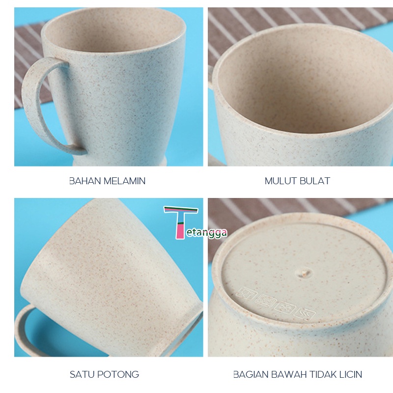 Gelas Plastik Gagang Gelas Teh 6cm Wheatstraw Cangkir Plastik Cup Gelas Susu Gelas Teh Warna Pastel