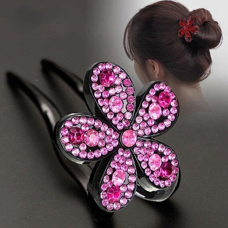 Jepit Rambut Bentuk U Aksen Berlian Imitasi Warna-Warni Untuk Wanita