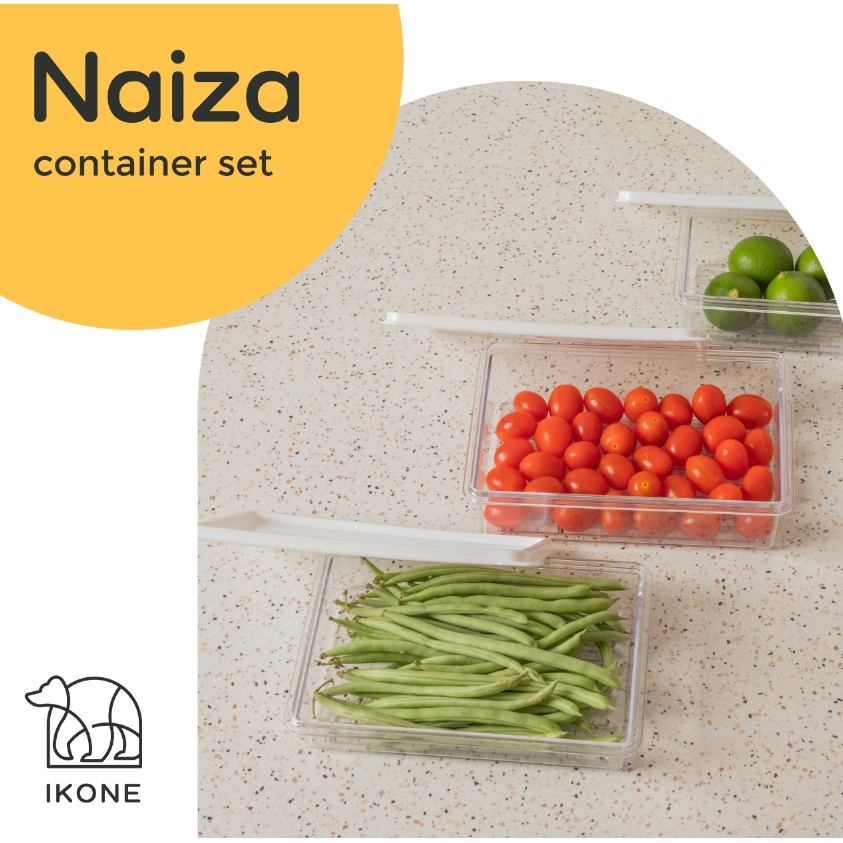 【IKONE】NAIZA Kotak Penyimpanan Makanan Kulkas Storage Box Fridge Food Kotak penyimpanan Kulkas Makanan Freezer Sayuran Buah Daging Fridge Organizer Perapi Dapur Toples Makanan Tupperwear