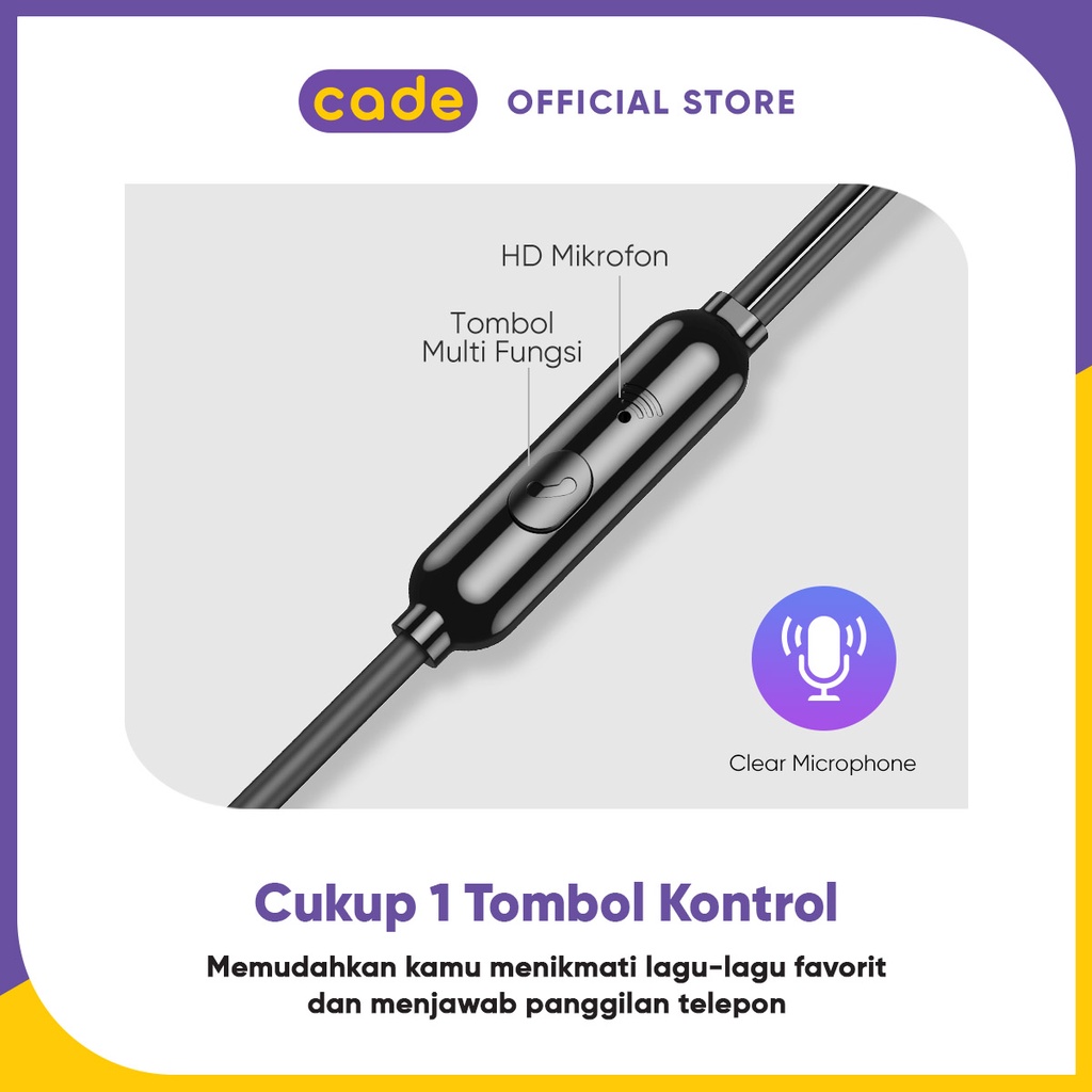 CADE Black Earbuds Bass Android iPhone - OPPO Official Accessories-4