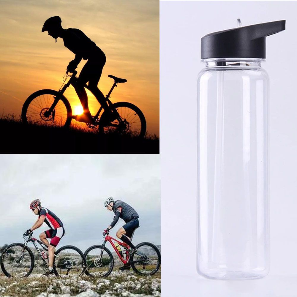 WONDERFUL 750ml Transparent Sports Water Bottle Travel Drinking Canteen Leakproof  Bottles Portable Gym With Flip Straw Clear BPA Free Sport Cup/Multicolor