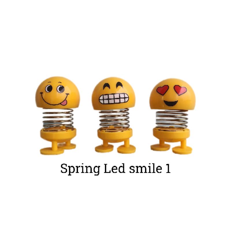 Pajangan dashboard mobil smile face spring mobil Led (1 set 3pc)