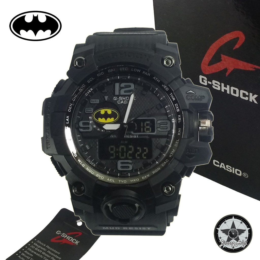 { EXCLUSIVE } JAM TANGAN BATMAN DUAL TIME (FULLBLACK)