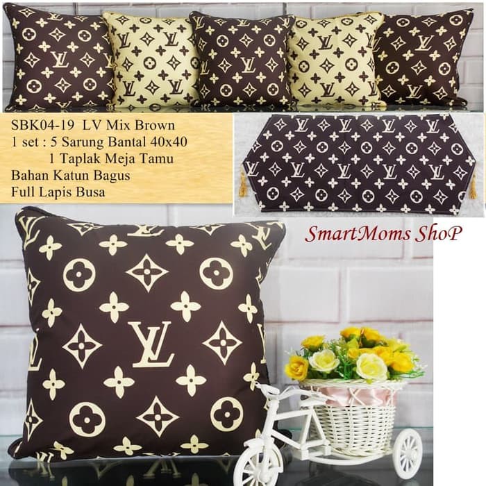 SARUNG BANTAL SOFA KURSI KATUN MINIMALIS / SBK SET LV MIX BROWN