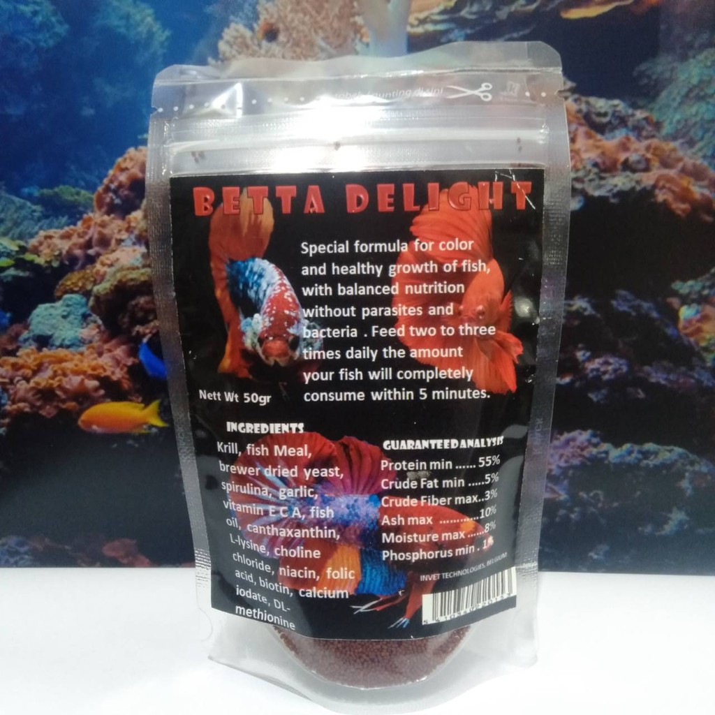 BETTA DELIGHT ORI BELGIA 50 GRAM PELET CUPANG