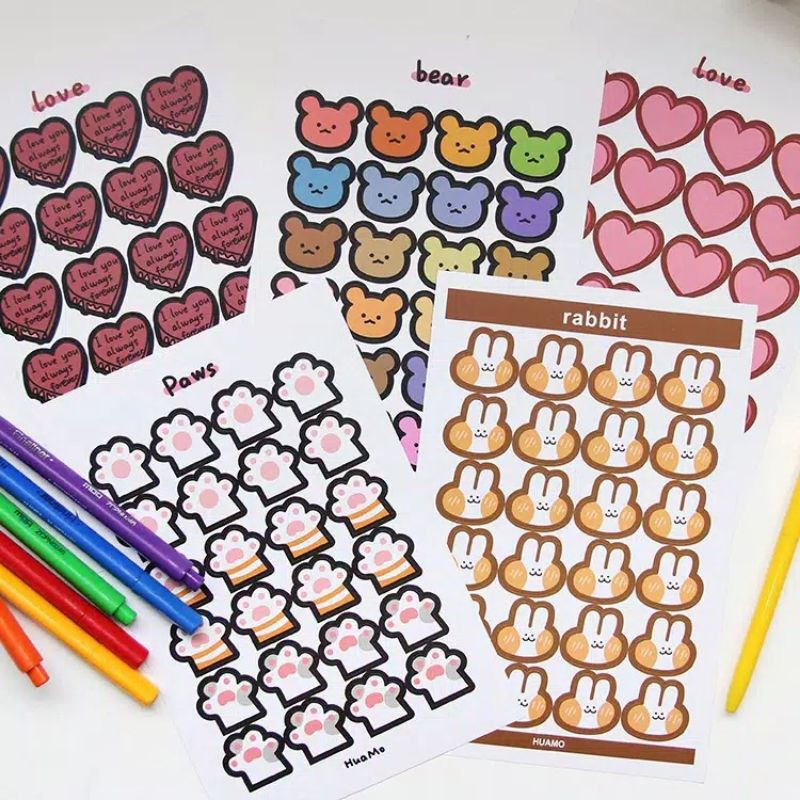 

Sticker lucu aesthetic motif cakar kucing kelinci beruang stiker tumblr bujo journal scrapbook