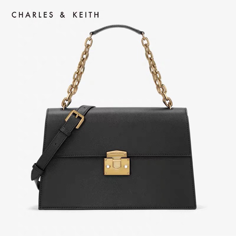 Charles Keith 2019 Tas Selempang Wanita Bentuk Trapesium 