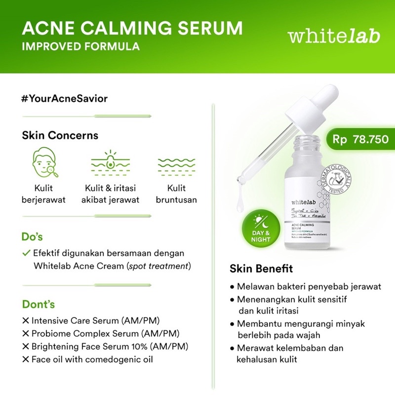 Whitelab Acne Calming Serum Improve Formula - Whitelab Surabaya