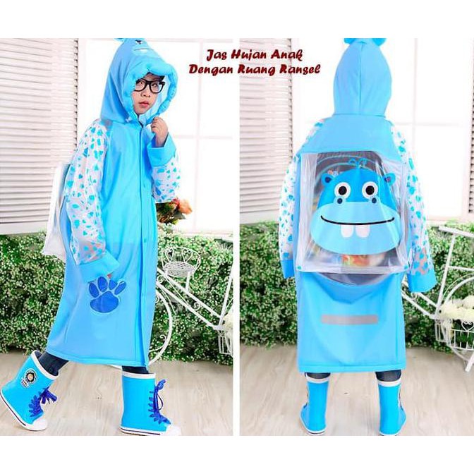 New JAS HUJAN ANAK BAJU TERUSAN PANJANG dgn Kantung Ransel (BAJU SAJA) Best