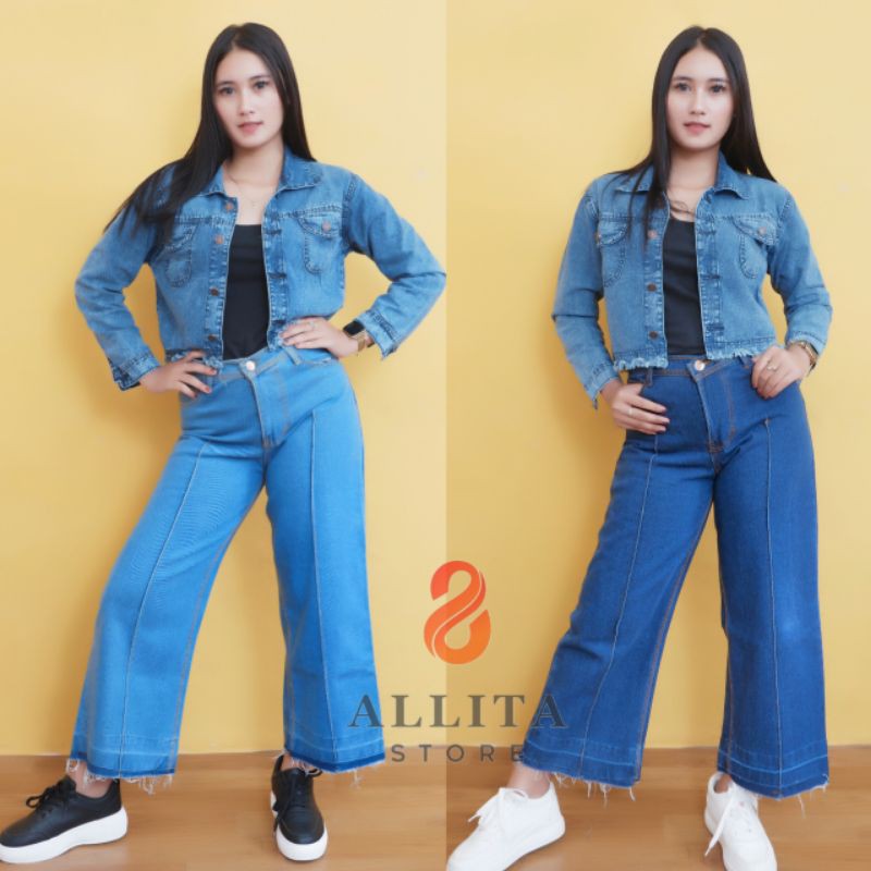 Highwaist Kulot Jeans Wanita / Kulot Jeans Rawis / Kulot Jeans / Kulot Highwaist