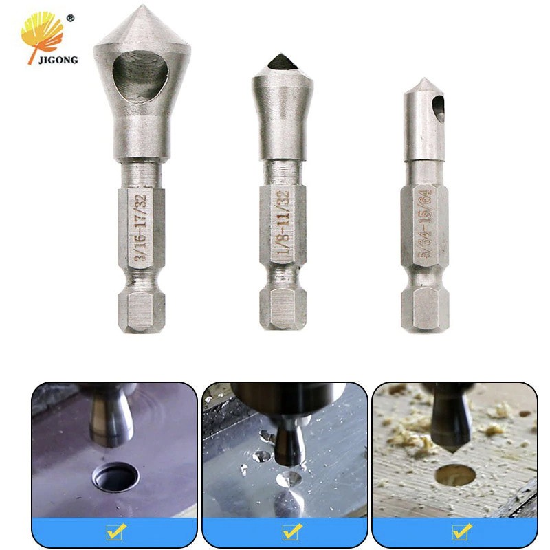 Mata Bor Besi Drill Bit Countersink HSS Set Isi 3 PCS