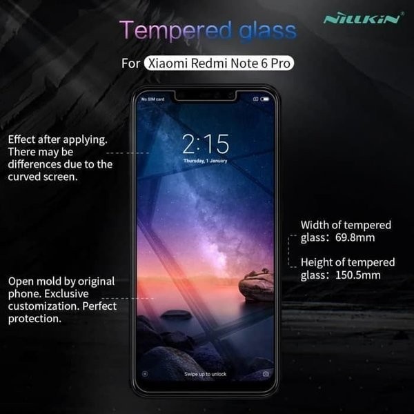 REDMI NOTE 6 PRO 2018 H Plus Pro TEMPERED GLASS ANTI EXPLOSION