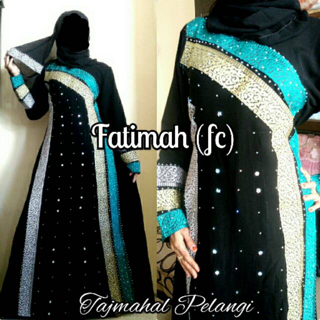 Abaya Tajmahal Pelangi - Abaya Bordir Komputer 3 Warna Anggun