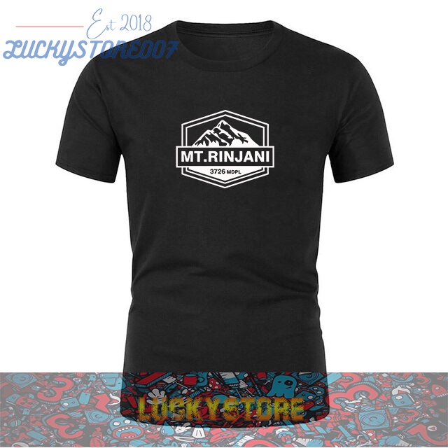 KAOS DIstro GUNUNG RINJANI Teks Putih KAOS PRIA BAJU DISTRO MURAH KAOS OUTDOOR