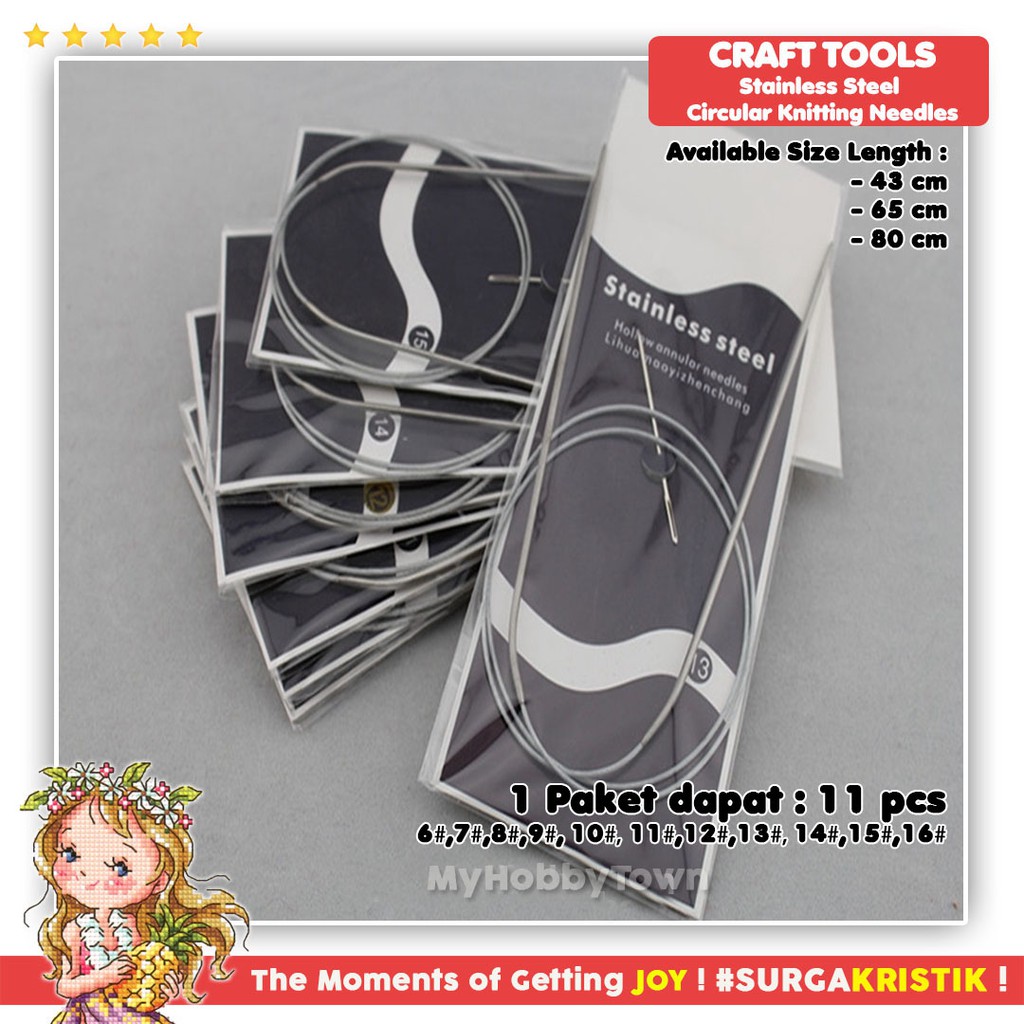 Set Isi 11 pcs Jarum Rajut Knit Circular Needle Stainless Steel
