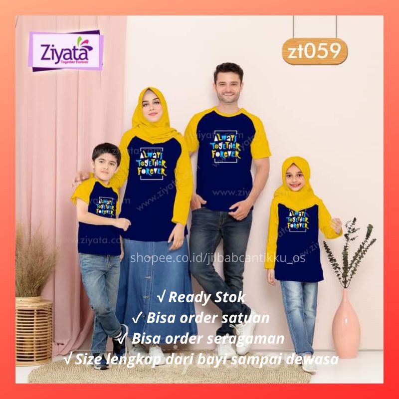 Kaos Couple Family Baju Couple Keluarga Muslim ZT059 Always Together Forever Ziyata ZT059
