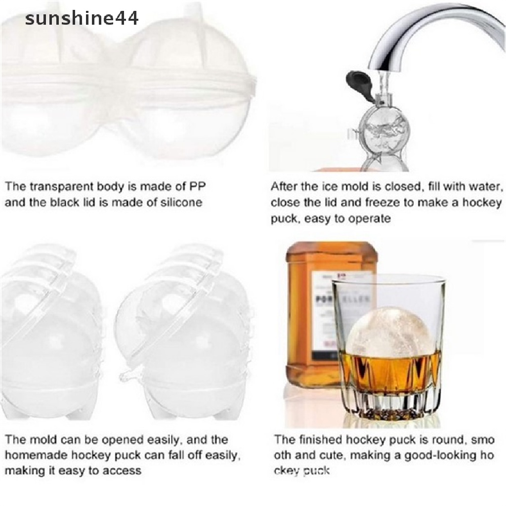 Sunshine Cetakan Es Batu Bentuk Bola 4 Lubang Untuk Whiskey DIY