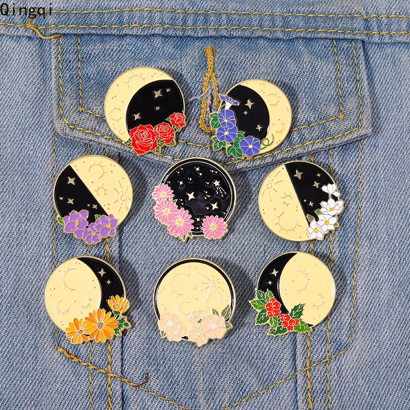 Bros Pin Enamel Bentuk Bunga Daisy Mawar Morning Glory Bahan Metal Untuk Pasangan