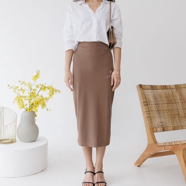 Foxquinn HANNAH SKIRT - Rok Wanita-Dark Brown
