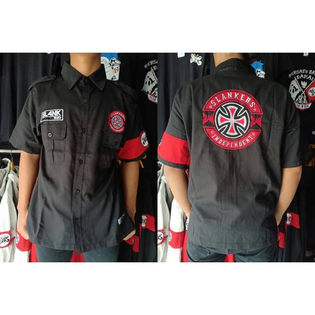 KEMEJA PDH PENDEK SLANK ORIGINAL SLANKERS~SLANKERS INDEPENDENT~GOSIPJALANAN_STORE