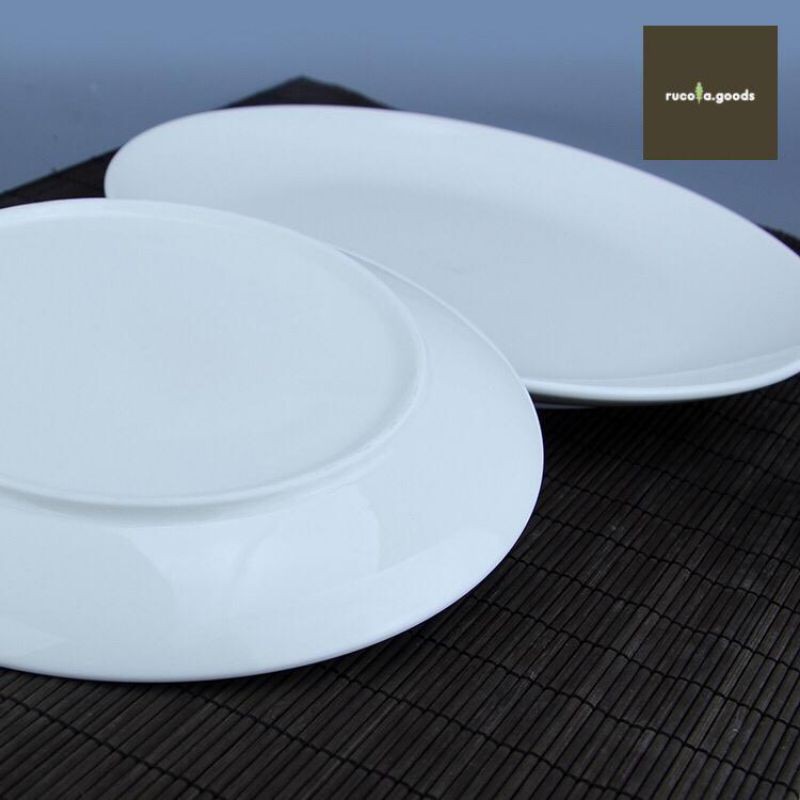 Piring Makan Saji Snack Keramik diameter 20 cm | Piring Porcelain Putih Bulat TERMURAH Food Grade-2