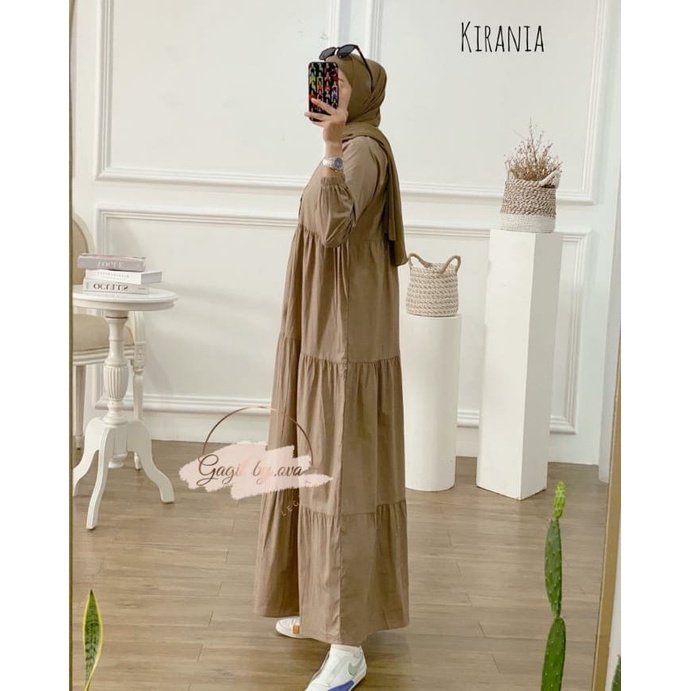 Kirania Dress Jumbo XL, XXL, XXXL Gamis Rayon Premium Terbaru Gamis Polos Katun Busui Friendly Long Dress Muslim Home Dress Casual