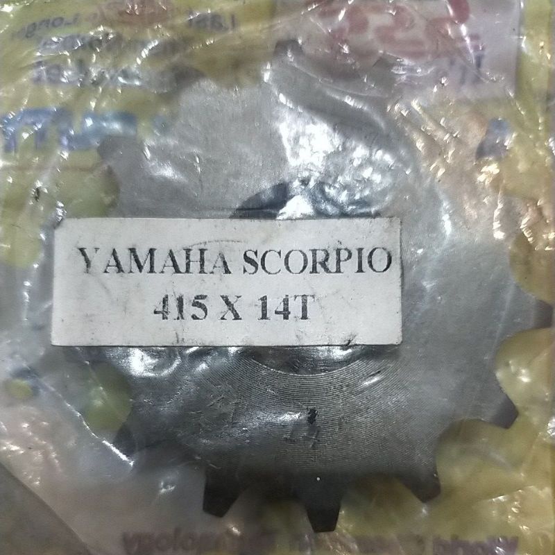 SSS GEAR GER DEPAN 415 JUPITER VIXION R15 MEGAPRO GL CB150R SUPRA SATRIA FU SMASH SHOGUN GIR FRONT SPROCKET-Sss 415x14 scorpio