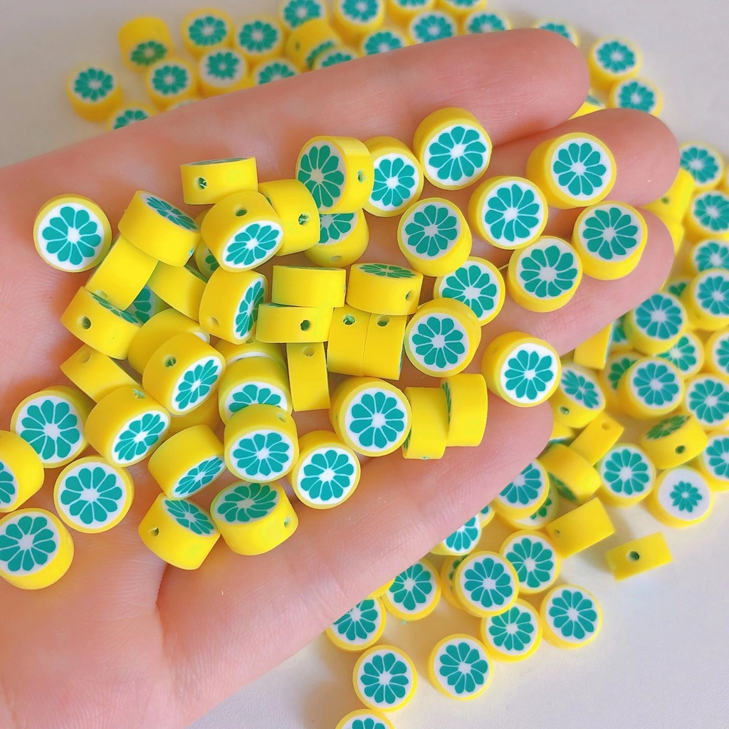 20pcs Manik-Manik Spacer Polymer Clay Bentuk Buah Warna-Warni Ukuran 10mm