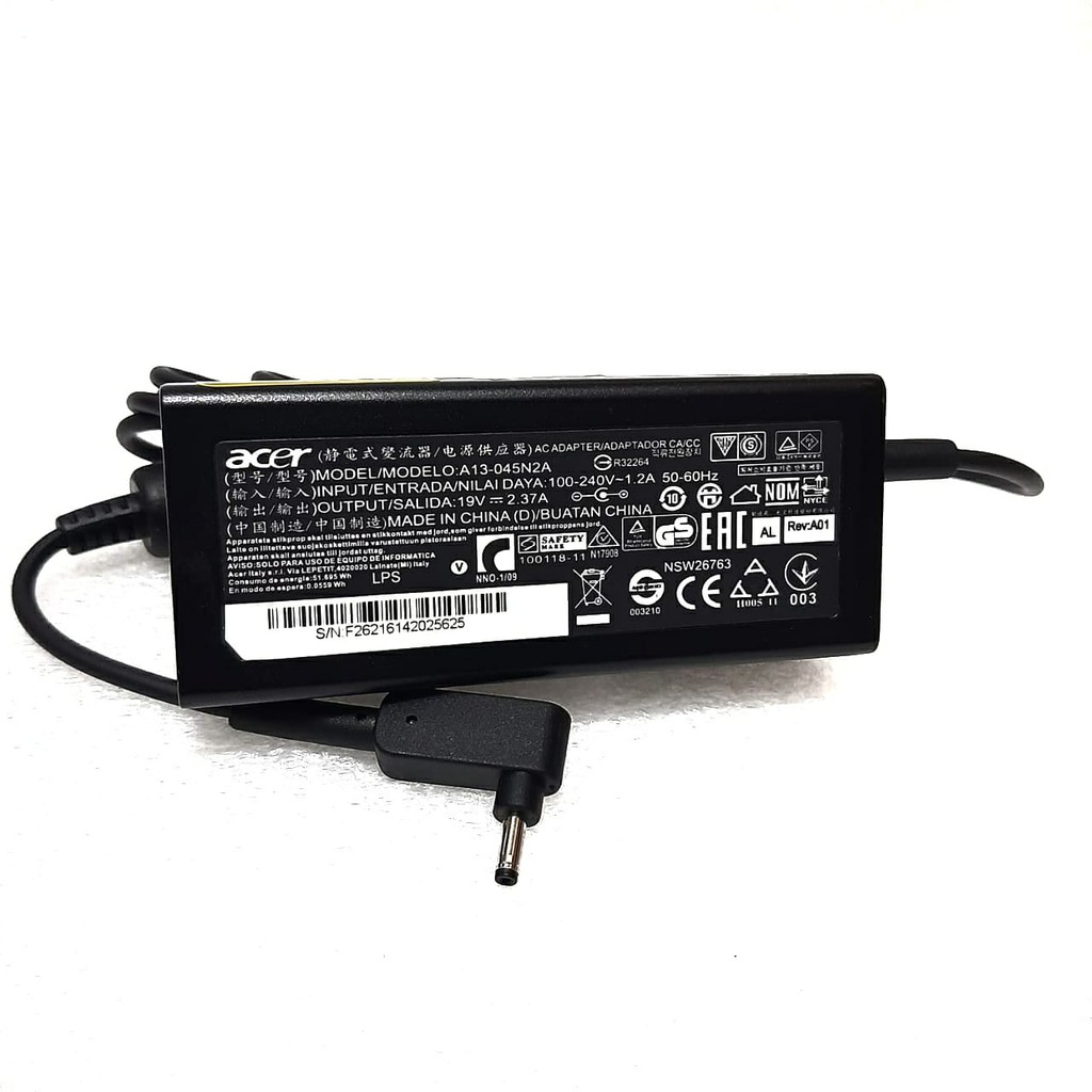 Acer Power 19V 2.37A Adaptor Charger Laptop Acer Spin 1 SP111-32N 3 SP314-51 Swift 1 SF113-31 Ori