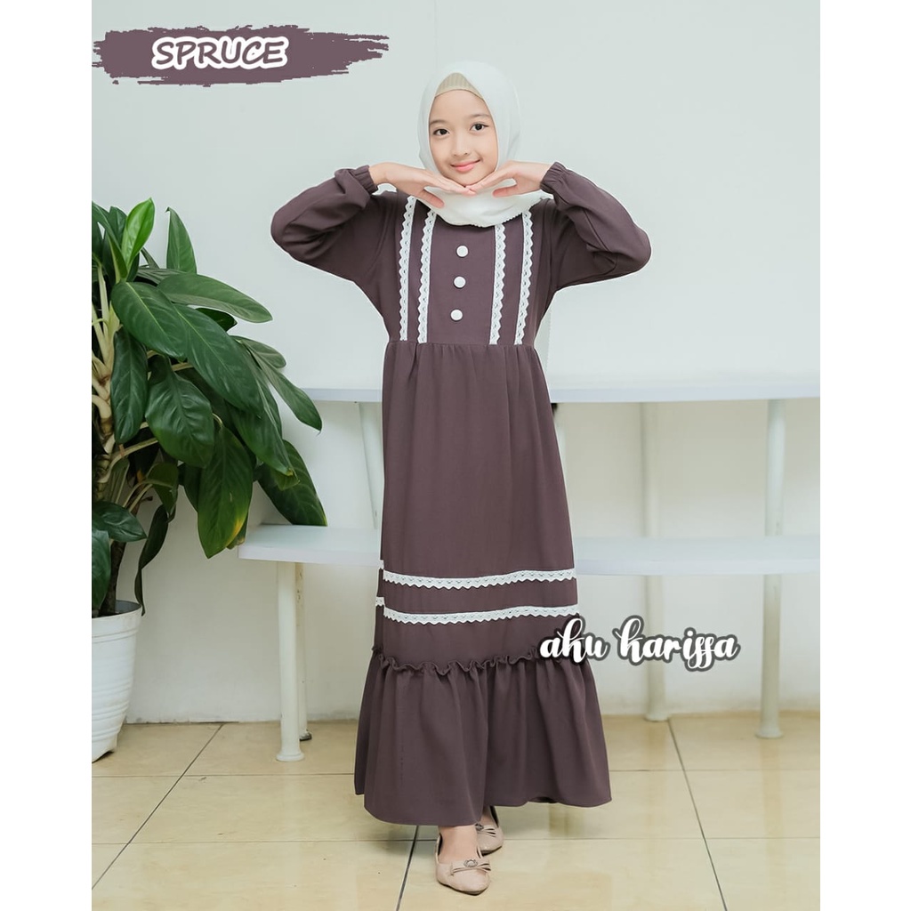 Gamis Anak REYNA DENISA aku karissa kids Itycrepe Kancing BAJU MUSLIM RENDA ADEM BEST SELLER S M L XL