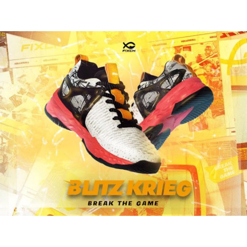 FIXCH Sepatu Voli/volley- BLITZKRIEG-OFF WHITE BLACK RED- ORIGINAL-BNIB