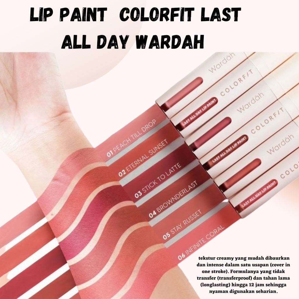 GERAI FATIN!! Wardah Colorfit Last All Day Lip Paint Tahan Lama Hingga 12 Jam Banyak Pilihan Promo