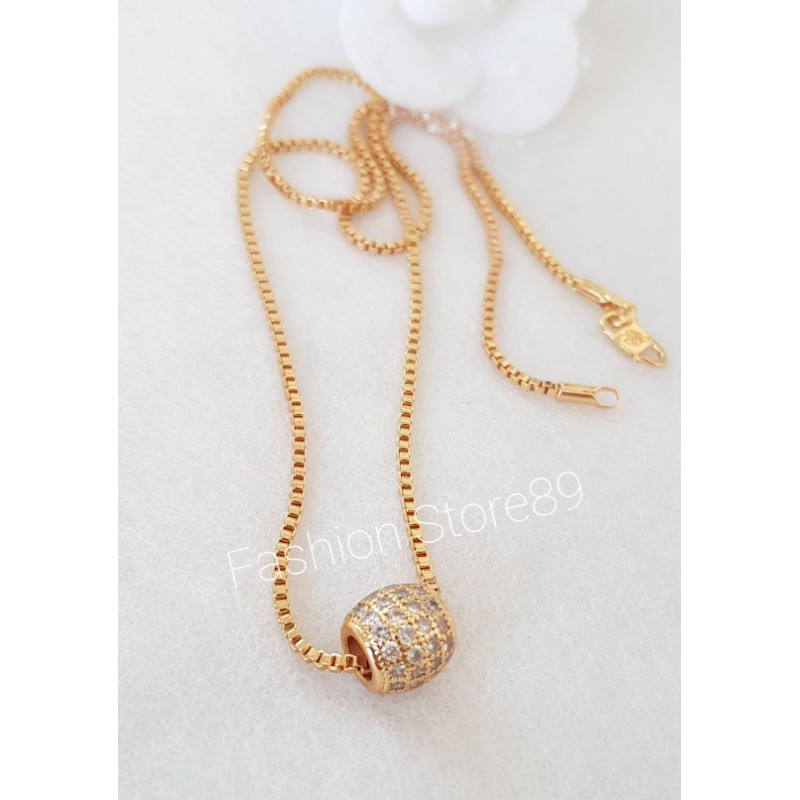 Ready kalung Bola permata full permata putih xuping perhiasan lapis emas import fashion replica emas