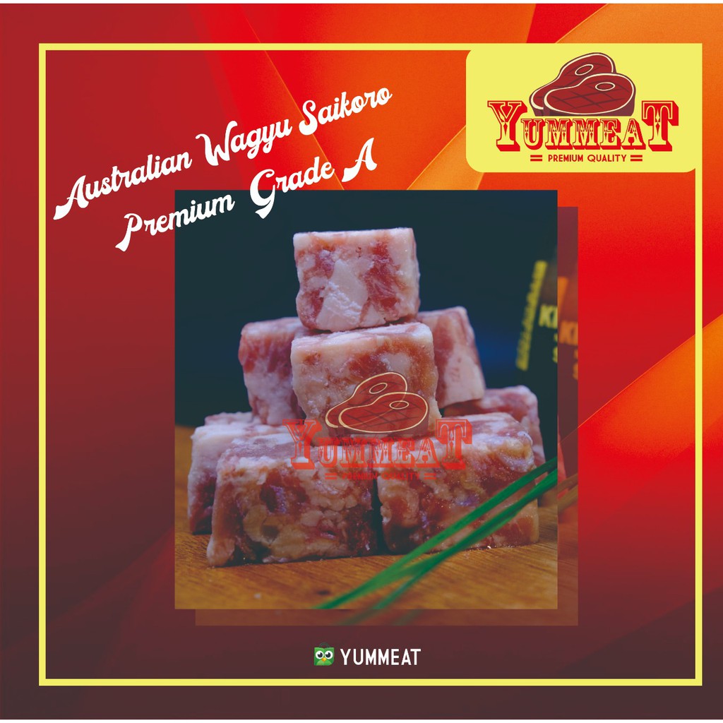 

Australian Wagyu Saikoro Premium 250gr/ Cube Beef Steak Grade A / Daging Steak Kubus