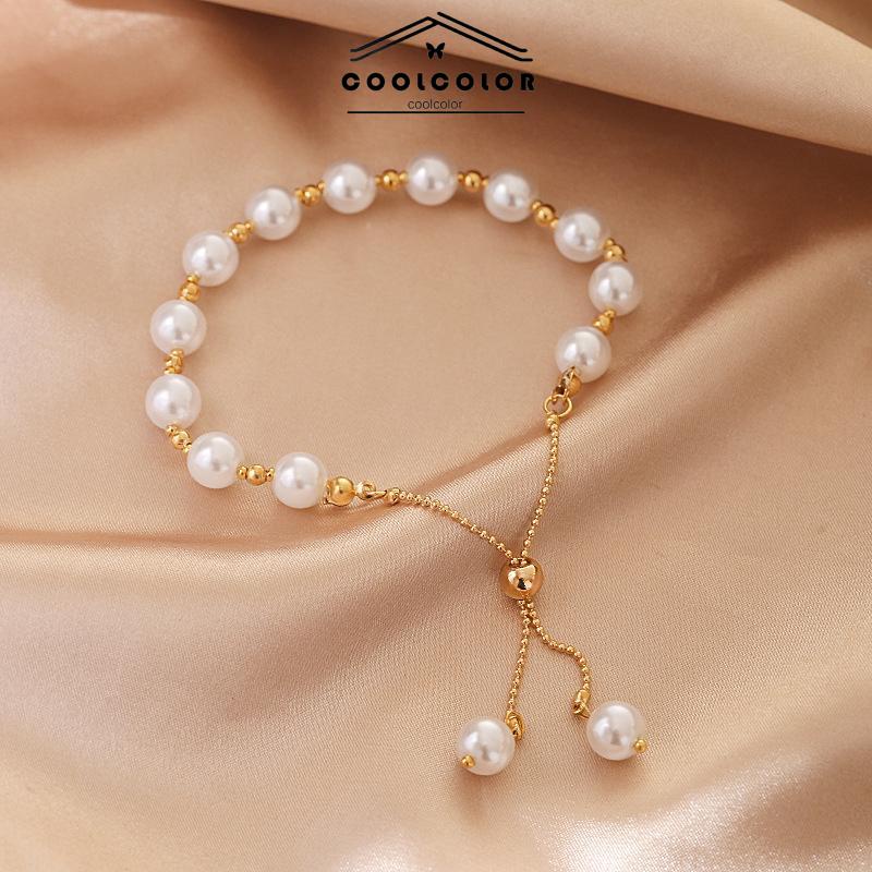 COD❤️Gelang Mutiara Bergaya Sederhana Dan Elegan Disesuaikan Korea Ikatan Simpul Hadiah Aksesoris Wanita Perhiasan Fashion Simple Murah