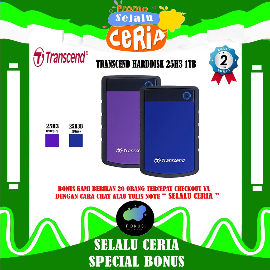 Transcend Storejet H3B 25H3 1TB -  HDD HD External Harddisk Hardisk Antishock