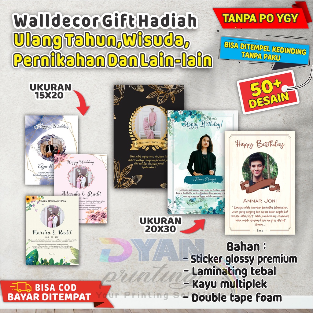 Hiasan dinding foto custom /walldecor hadiah ultah ,wisuda ,pernikahan / walldecor gift ,bisa bayar ditempat/COD .