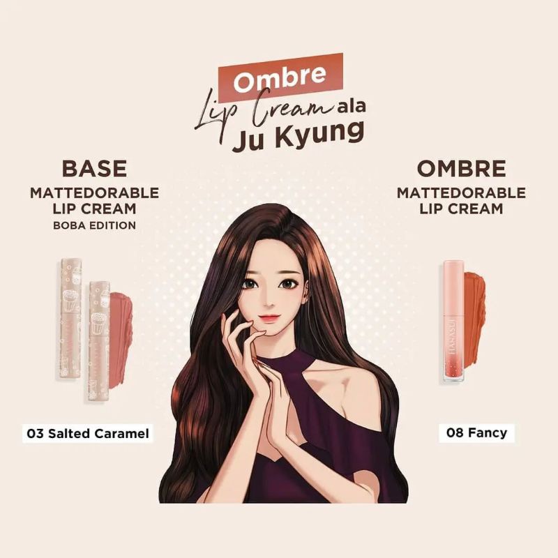 Ombre Hanasui Viral | Paket Ombre Lips Hanasui | Lipcream Boba &amp; Mattedorable | Lipcream Ombre