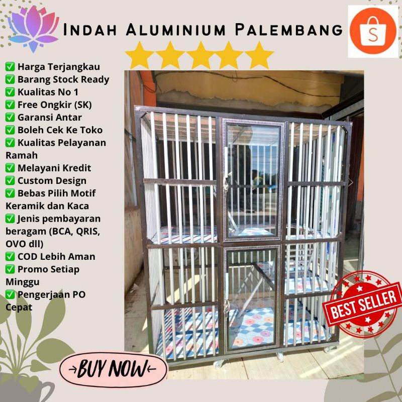 KANDANG KUCING BAHAN PREMIUM MURAH ALUMINIUM PALEMBANG
